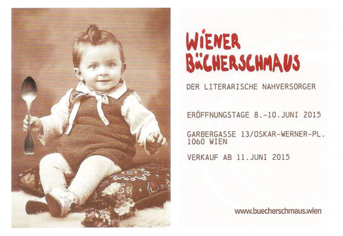 Einladungskarte zur Eroeffnung des Buchgeschaeftes vom Wiener Buecherschmaus.
